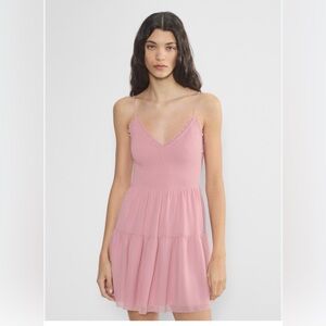 Aritzia Wilfred Tuberose Fit & Flare Mini Tiered Chiffon Dress pink Size s NEW